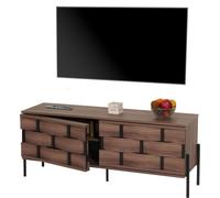 Rack TV HWC-M44, Table TV Lowboard Armoire TV Commode, compartiments de rangement, design 3D tressé Push-to-open portes 120cm, brun