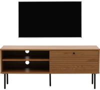 Rack TV HWC-N78, Buffet bas Armoire TV, style scandinave Métal bois mélamine MVG 50x120x40cm ~ naturel