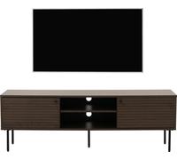 Rack TV HWC-N78, Buffet bas Armoire TV, style scandinave Métal bois mélamine MVG 50x150x40cm ~ brun foncé