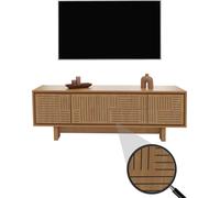 Rack TV HWC-O34, Table de télévision Lowboard Commode, tiroirs de rangement, mélamine 51,5x150x39,5cm ~ Orme naturel