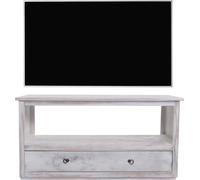 Support TV table TV lowboard étagère TV, shabby look, vintage blanc Blanc