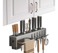 Rack ustensile mural - porte-ustensiles de cuisine | Porte-ustensiles de couverts muraux | Rail des organismes de stockage avec crochets sans accessoires de cuisine de forage pour les serviettes Cups