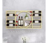 Rack-vins Modern Gold Malle Mur Murd Wine Baspalt Rack avec étagères flottantes - Bar Unité en Verre Support de recul pour Bars, or-120x11x72cm Made in China