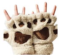 Rackbone Gants Polaire Femme De Griffe De Chat Mitaines En Fausse Fourrure Hiver Chaud Demi-doigt Mignon Patte De Chat Cosplay Dessin Animé