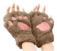 Rackbone Gants Polaire Femme Griffe De Chat Mitaines En Fausse Fourrure Hiver Chaud Demi-doigt Mignon Patte De Chat Cosplay Dessin Animé