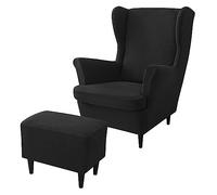 rackbone Housses de Fauteuil à Oreilles, Housse de Chaise à Oreilles et Housse de Tabouret Ottoman Housse de canapé avec Bande élastique Housse de Protection de Fauteuil Lavable pour Salon,14
