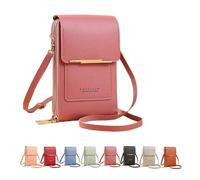 rackbone Sac Bandoulière Femme Pochette Téléphone Portable Avec Fenêtre Pour Écran Tactile Et Pince à Une Épaule - Petit Sac à Main (A-Red, A)