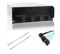 RackChoice Châssis de serveur 4U monté en rack 8 baies 6 Gbit/s SATA/SAS remplaçables avec rail coulissant et câbles Minisas vers SATA