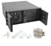 RackChoice N4058 Châssis de serveur en acier zingué et aluminium noir, montage en rack 4U avec baies avant 3 x 5.25