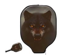 Racket Cover Bag Black Wolf Glowing Oranges Eyes Pickleball Paddle Cover | with Zipper léger pickleball Paddle Cover Pour Terrain de tennis Gymnase Protection contre les rayures