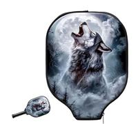 Racket Cover Bag Howling Wolf Under Full Moon Pickleball Paddle Cover | with Zipper léger pickleball Paddle Cover Pour Protection contre les rayures Gymnase Terrain de tennis