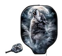 Racket Protection Bag Howling Wolf Under Full Moon Pickleball Paddle Cover | with Zipper léger pickleball Paddle Cover Pour Protection contre les rayures Men Women Terrain de tennis