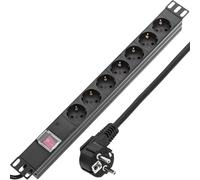 Rackmatic Bandeau de Prises PDU 19 Pouces 7 Prises Schuko 1U avec Interrupteur