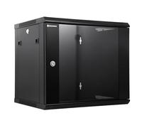 RackPath 9U Performance Boîtier de Rangement Mural pour Serveur Rack Informatique avec Ventilateur de Refroidissement Silencieux et Porte en Verre Verrouillable Noir
