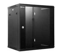 RackPath Armoire réseau murale 12U - Ventilateur de refroidissement silencieux, porte en verre verrouillable, 450 mm de profondeur (450 mm), panneaux latéraux verrouillables amovibles, convient aux