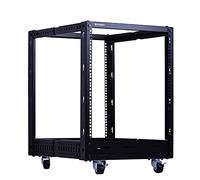 RackPath Rack serveur 12U à cadre ouvert - 4 poteaux robustes réglables en profondeur avec roulettes