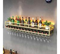 Racks à vin Mural pour Bouteilles de vin, Porte-vin Mural, étagères de Bar, Porte-étapes, avec Stockage en Verre sous, Petites étagères d'alcool Mini-Bar pour Le Bar à Domicile, Jaune, 60 * 25 *