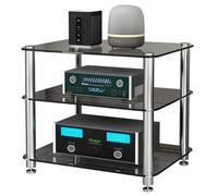 Racks Audio, Supports De Jeu, Supports Multimédia À 1/2/3/4 Niveaux,Armoires De Composants Audio/vidéo Avec Verre Trempé, Adaptés À Une Utilisation À La Maison(Black,3Tier)