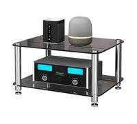Racks Audio, Supports De Jeu, Supports Multimédia À 1/2/3/4 Niveaux,Armoires De Composants Audio/vidéo Avec Verre Trempé, Adaptés À Une Utilisation À La Maison(Black,2Tier)