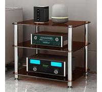 Racks Audio, Supports De Jeu, Supports Multimédia À 1/2/3/4 Niveaux,Armoires De Composants Audio/vidéo Avec Verre Trempé, Adaptés À Une Utilisation À La Maison(Brown,3Tier)
