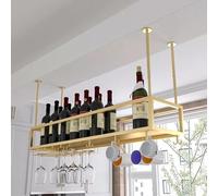 Racks de Bouteilles de vin de café de Suspension de métal Moderne, Supports à vin de Plafond pour Affichage du Bar, étagères de Rangement flottantes Tasses de vin suspendues, Porte-Bouteille à vin