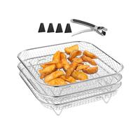 Racks De Cuisson La Friteuse - Rack De Déshydrator Empilable | Plateau De Panier Air En Acier Inoxydable | Déshydrateur Empilable | Fruit Et Légumes Drainant | Y Compris Le Pinceau À Clip |