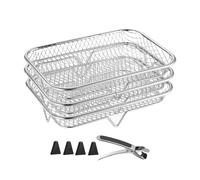 Racks De Cuisson La Friteuse - Rack De Déshydrator Empilable | Plateau De Panier Air En Acier Inoxydable | Déshydrateur Empilable | Fruit Et Légumes Drainant | Y Compris Le Pinceau À Clip |