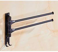 Racks de serviette, espace noir en aluminium Baux de serviette rotative Bar serviette de salle de bain serviette serviette murale porte-serviette avec barres pivotantes actives et crochets / 2 bras