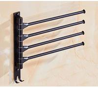 Racks de serviettes, espace noir en aluminium Baux de serviette tournante barre de salle de bain serviette serviette serviette murale avec des barres pivotantes actives et des crochets / 4 bras