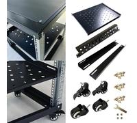 Racks pour Ordinateur et Serveur Baie Réseau Ouverte avec Gestion Des Câbles, Baie Serveur Mobile à 4 Roues, 9 12 15 18 22 24U, Baie Réseau Informatique Réglable de 48 cm(15U,D 33.3cm (13 1/8"))