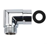 Rackumic Adaptateur coudé de douche 90 degrés G1/2" Construction en cuivre Direction du débit d'eau réglable Bras de douche standard Pomme de douche Tuyaux Fixation murale Argent