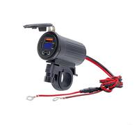 Rackumic Adaptateur de chargeur de moto triple sortie USB PD QC Charge rapide étanche à l'eau anti-poussière pour voiture, camion, SUV, van 12 V 24 V Rouge (bleu)