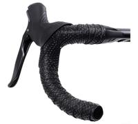 Rackumic Bande de guidon de vélo avec texture Hycomb pour une prise en main sûre antidérapante et amortissement des vibrations via un matériau PU de 3 mm d'épaisseur pour vélo de route en blanc (noir)