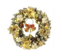Rackumic Couronne de Noël artificielle à suspendre à une porte avec LED | Design de vacances réaliste, lueur LED chaude, améliore l'ambiance saisonnière, s'adapte aux portes standard
