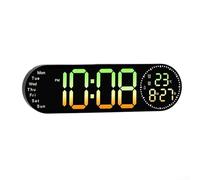 Rackumic Grande horloge murale numérique 42 cm multifonction RVB pour maison, salle à manger, étude, avec télécommande, compte à rebours, interrupteur de température, gradation automatique, support