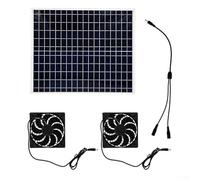 Rackumic Kit de panneau solaire double ventilateur d'échappement 22 W polysilicium IP65 étanche en résine époxy laminée, refroidissement efficace pour maisons, camping-cars, serres