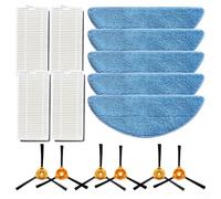Rackumic Kit de remplacement pour aspirateur robot Cecotec M50 M50 X Treme avec brosse latérale en papier filtre en microfibre comprenant 4 filtres, 5 serpillères, 6 brosses latérales