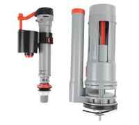 Rackumic Kit de remplacement pour système de chasse d'eau double en polypropylène avec valve d'entrée réglable de 24 cm de hauteur extensible à 33 cm pour réservoir d'eau de salle de bain Blanc