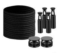Rackumic Lacets sans nœud avec boucle en métal pour adultes et verrous élastiques pour chaussures de sport, bottes, tenue décontractée, installation sécurisée, liste des parents (noir)