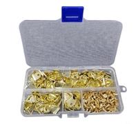 Rackumic Lot de 100 crochets en métal avec anneau en D pour accrocher des photos, des peintures, des affiches, des miroirs, des horloges murales et des œuvres d'art, 100 vis et boîte de rangement