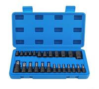 Rackumic Lot de 25 clés à douille Torx type E et T-Star en acier traité thermiquement pour voiture et vélo avec boîte bleue organisée