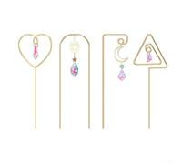 Rackumic Lot de 4 supports d'escalade en acier inoxydable pour plantes en pot avec piège à lumière en cristal de 36,5 cm - Doré - Décoration de jardin d'intérieur pour la maison et le bureau