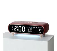 Rackumic Réveil numérique LED avec veilleuse, affichage plein écran pour la date, la semaine, la température, 3 niveaux de luminosité, compte à rebours, sortie USB, horloge de bureau multifonction