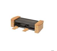 Raclette 2 Personnes - KITCHEN CHEF - Finition Bois WOOD2 - 350W - Antiadhésif - 2 Poêlons - 2 Spatules
