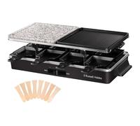 Raclette 3-en-1 1400W gril réversible pierre de cuisson 8 poêlons antiadhésifs 8 personnes