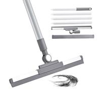 Raclette à eau - Barre réglable en longueur de 136 cm - Raclette à eau amovible - Design segmenté - Raclette de douche - Pour sols de salle de bain, fenêtres, miroirs