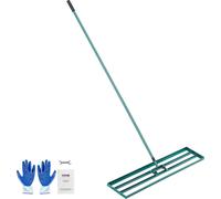 Raclette à gazon 1219x254mm Plaque de sol Outil Levelawn Alliage d'aluminium et acier Q235 Levelingrake 1981mm Tige Plaque de sol Golf Grass Levelawn pour niveler le sable Terre Compost et mousse