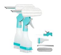 Raclette à vitre Professionnelle, 2025 Neu 4 en 1 Raclette Douche avec Flacon Pulvérisateur, Pinceau, Brosse en Microfibres, Miroirs Nettoyage Facile, Équipement de Nettoyage de Vitres (2 PCS)