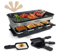 Raclette Appareil Raclette Grill 4 6 8 Personnes Machine Fondue Electrique Raclettes 1500 W Avec Anti-Adhésives De Poignées 8[C408]