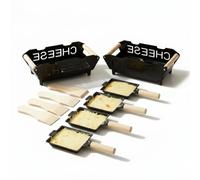 Raclette Bougie - Mini Raclette avec 2 Poêlons et Spatules Inclus - Service Individuelle, 2 ou 4 Personnes - Chauffe-Fromage en Métal et Bois Sans Électricité (4 personnes)